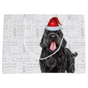 Grand Sac Cadeau Drôle Noël Noir Russe Terrier Woof