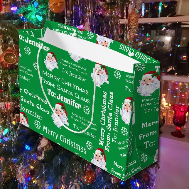 Grand Sac Cadeau Du Père Noël Ajouter le nom de l'enfant Noël (Créateur téléchargé)