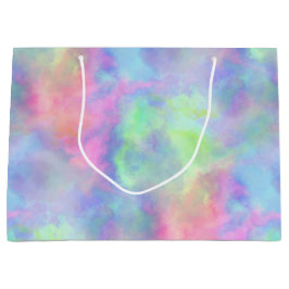 Grand Sac Cadeau éclaboussure d'aquarelle opale :