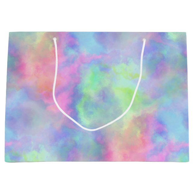 Grand Sac Cadeau éclaboussure d'aquarelle opale : (Devant)
