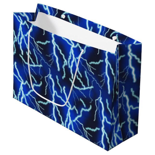 Grand Sac Cadeau Éclair Électricité Tonnerre Ciel nocturne (Devant Angle)
