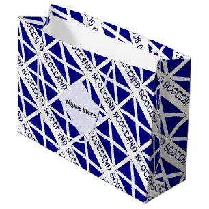 Grand Sac Cadeau Écosse Drapeau Écossais Carrelé Personnalisation N
