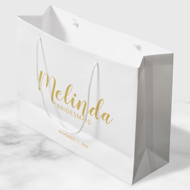 Grand Sac Cadeau Écriture Moderne Gold Personnalisée Bridesmaitres (Créateur téléchargé)
