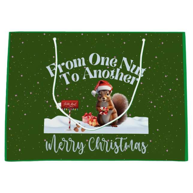 Grand Sac Cadeau Écureuil De Noël D'Une Nuit À L'Autre (Devant)