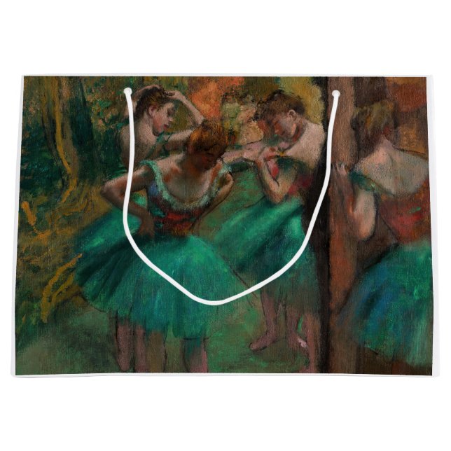 Grand Sac Cadeau Edgar Degas - Danseurs, rose et vert (Devant)