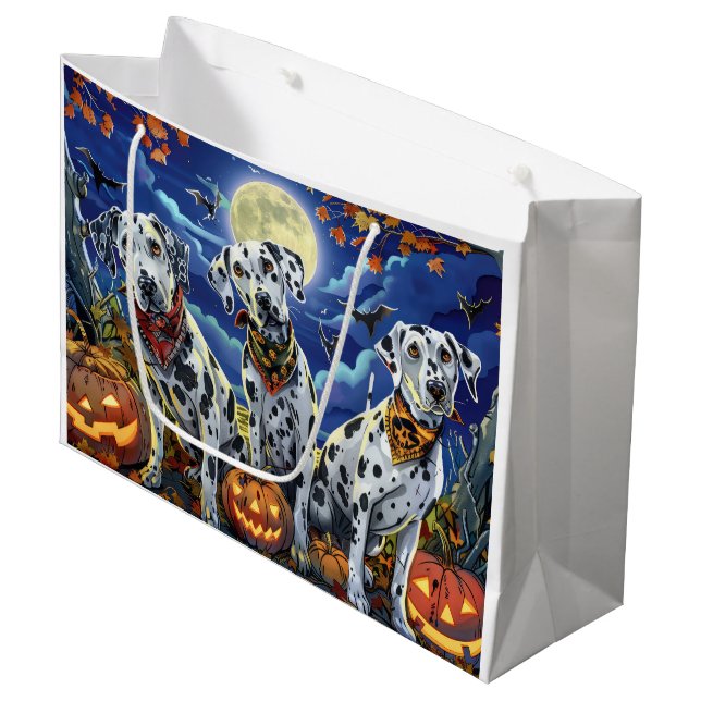 Grand Sac Cadeau Éffrayant d'Halloween dalmate (Devant Angle)