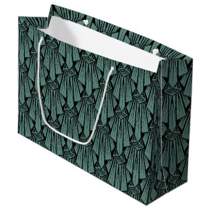 Grand Sac Cadeau Élégant art sombre déco éléments géométriques abst