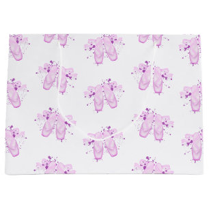Grand Sac Cadeau Elégant Ballet Rose Anniversaire Pointe Chaussures