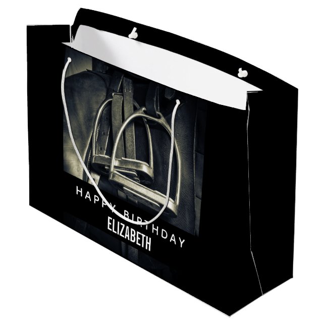Grand Sac Cadeau Élégant bâton d'argent sur selle d'équitation angl (Dos Angle)