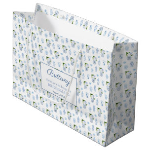 Grand Sac Cadeau Elégant bleu et blanc Mariage Bridesmaids Merci