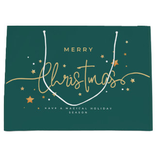 Grand Sac Cadeau Elegant Deep-Teal Christmas Gift Bag | Modern Holi