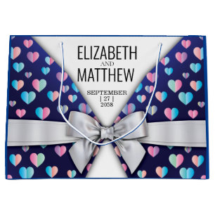 Grand Sac Cadeau Elégant design moderne Bow and Heart Speckles