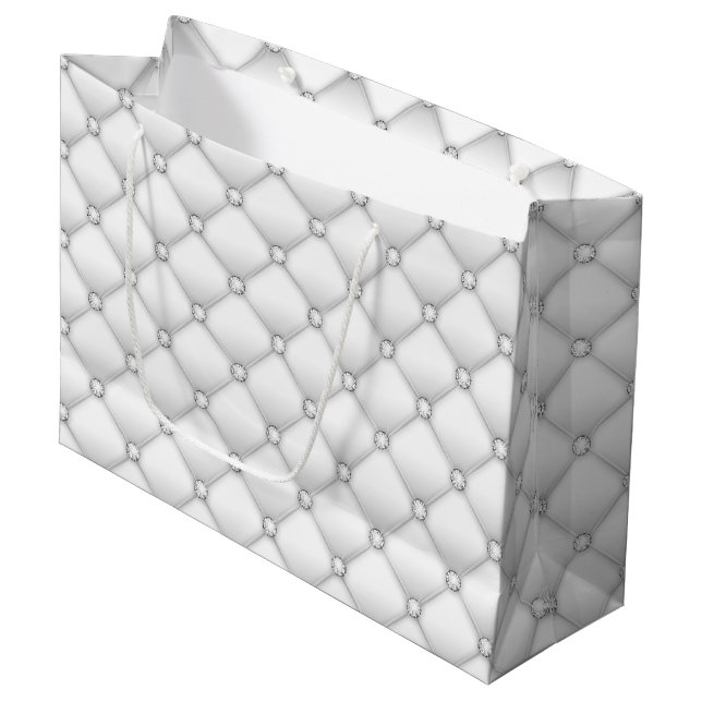Grand Sac Cadeau Élégant diamant blanc (Devant Angle)