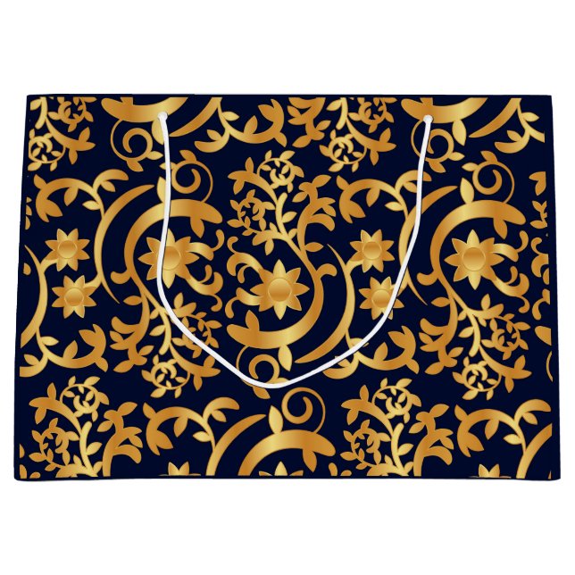 Grand Sac Cadeau Elegant gold and dark navy (Devant)