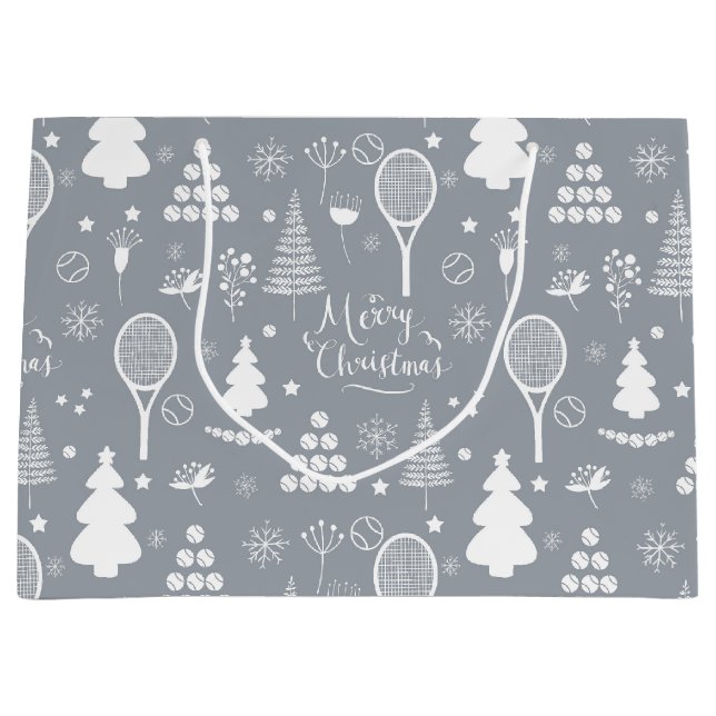 Grand Sac Cadeau Elegant grey and white tennis (Devant)