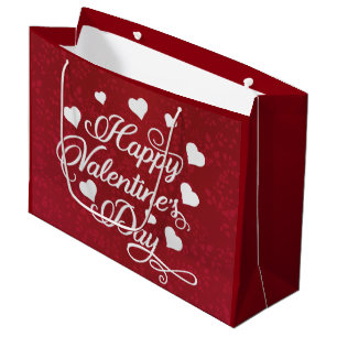 Grand Sac Cadeau Élégant Heureuse Sainte-Valentin rouge Parties sci