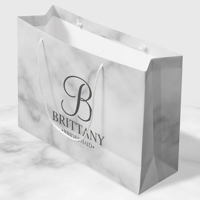Grand Sac Cadeau Élégant Marbre blanc Élégante domestique personnal (Créateur téléchargé)