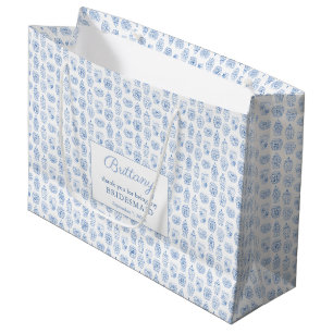 Grand Sac Cadeau Elégant Mariage bleu et blanc Bridesmaid Merci