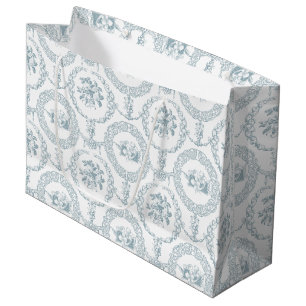 Grand Sac Cadeau Élégant Médaillons et hameçons floraux gravés