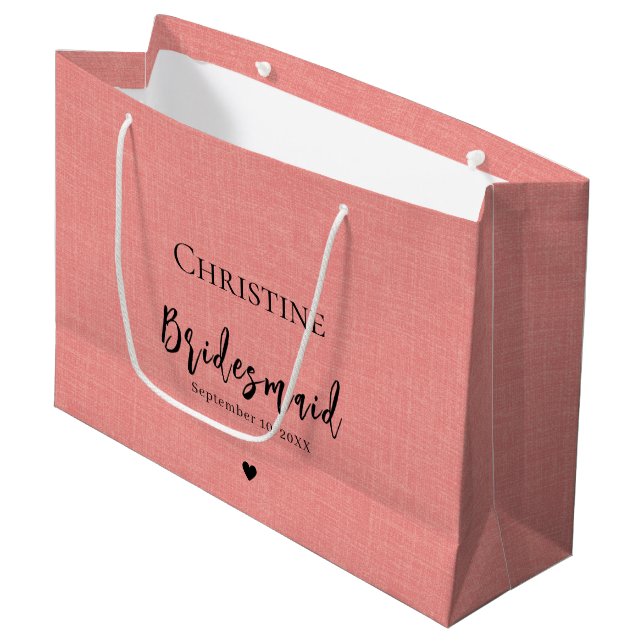Grand Sac Cadeau Élégant Merci de Bridesmaid (Devant Angle)