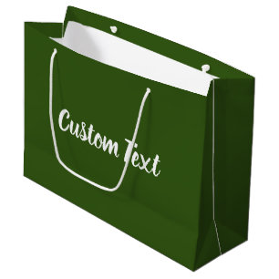 Grand Sac Cadeau Élégant Modèle de texte de script blanc et vert fo