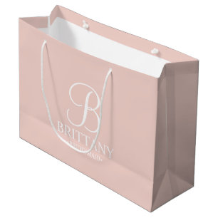Grand Sac Cadeau Élégant Monogramme et nom de la servante