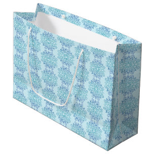 Grand Sac Cadeau Elégant Motif bleu mandala