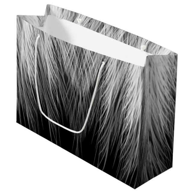 Grand Sac Cadeau Élégant Motif de plumes (Devant Angle)
