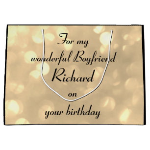 Grand Sac Cadeau Élégant or étincelant Boyfriend Anniversaire