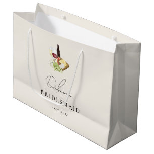 Grand Sac Cadeau Élégant Planche de Charcuterie Vin & Fromage Demoi