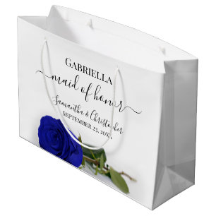 Grand Sac Cadeau Élégant Rose Bleu Royal Demoiselle d'Honneur Maria