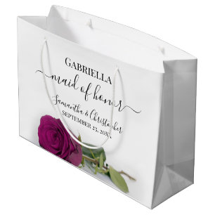 Grand Sac Cadeau Élégant Rose de Plum Magenta Maid of Honor Mariage