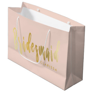 Grand Sac Cadeau Élégant rougissent le rose et la demoiselle
