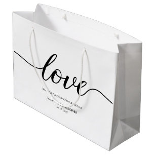 Grand Sac Cadeau Élégant Simple Love Script Mariage personnalisé