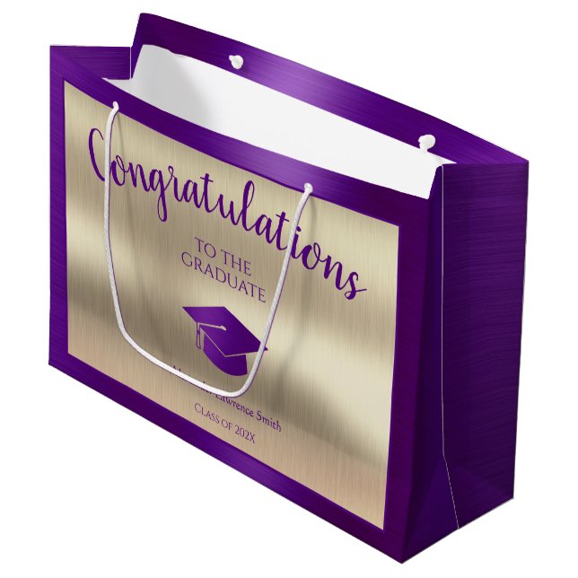 Grand Sac Cadeau Élégante classe de diplômés de 2024 Félicitations (Devant Angle)