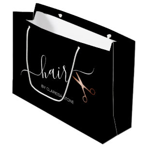 Grand Sac Cadeau Elégante coupe-cheveux rose d'or