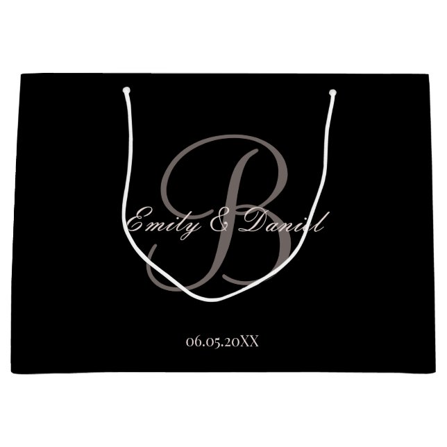 Grand Sac Cadeau Élégante désintégration du monogramme au mariage (Devant)