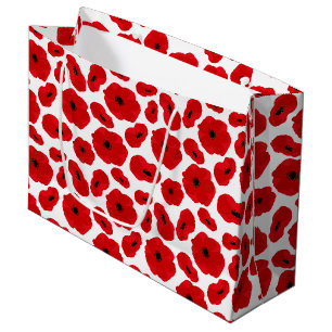 Grand Sac Cadeau Élégante Fleur de Pavot Personnalisable