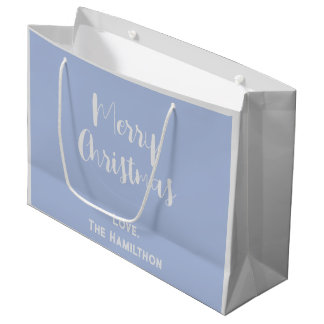 Grand Sac Cadeau Elégante Joyeuse Pêche de Noël & Acier Bleu