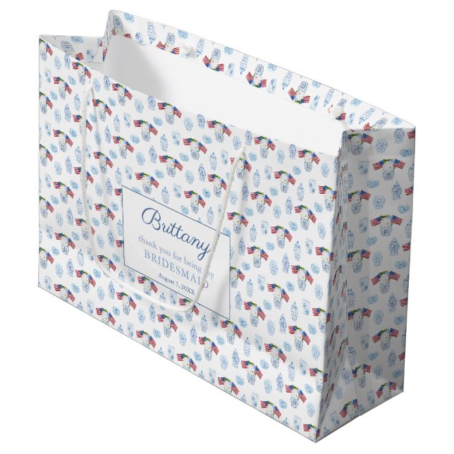 Grand Sac Cadeau Elégante Juillet 4 Juillet Mariage Bridesmaids Mer (Devant Angle)