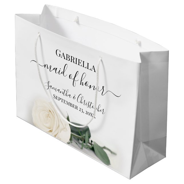 Grand Sac Cadeau Élégante robe de mariée demoiselle d'honneur blanc (Dos Angle)