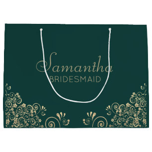 Grand Sac Cadeau Élégante Sirène Emerald Green Gold personnalis