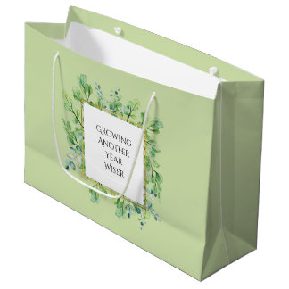 Grand Sac Cadeau Elégante verdure Personnalisée Fête d'anniversaire