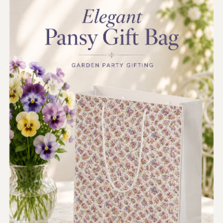 Grand Sac Cadeau Élégantes fleurs de pensée botaniques
