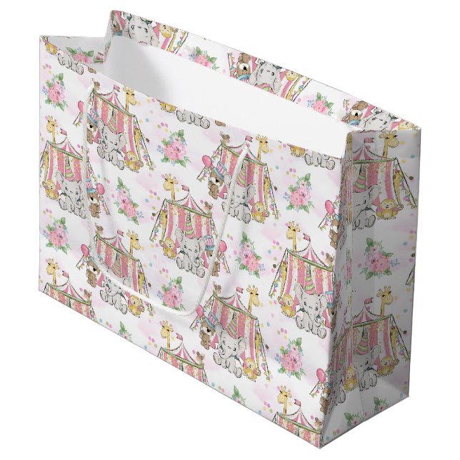 Grand Sac Cadeau Éléphant de bébé de tente de cirque (Devant Angle)