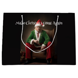Grand Sac Cadeau Elf de Noël Donald Trump