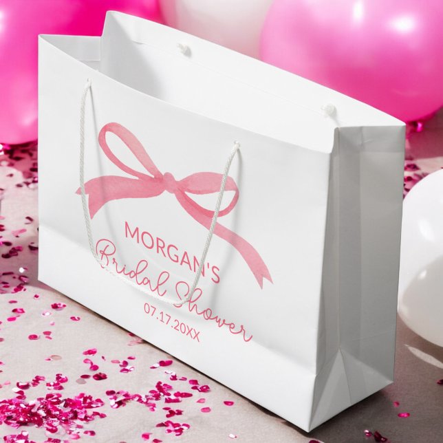 Grand Sac Cadeau Elle Noue Le Nœud Rose Ruban Rose Lancement de la  (Créateur téléchargé)