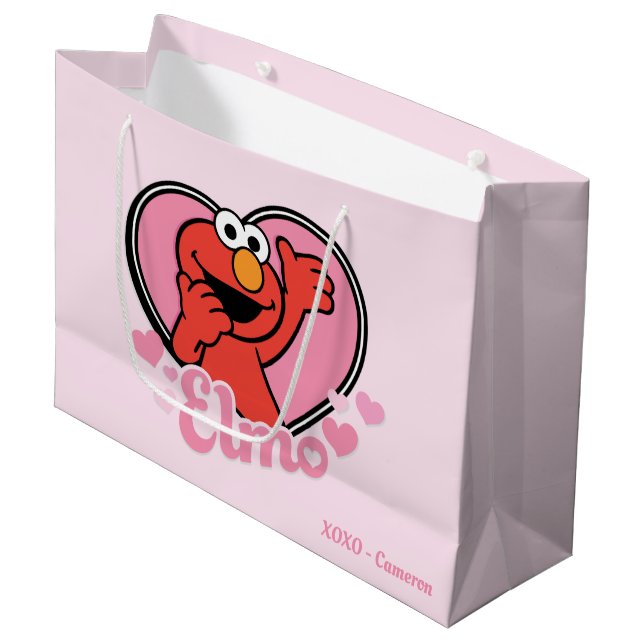 Grand Sac Cadeau Elmo dans le coeur Valentine (Devant Angle)