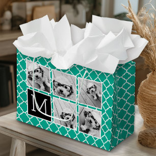 Grand Sac Cadeau Emerald & Black Instagram 5 Photo Collage Monogram