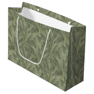 Grand Sac Cadeau Emerald Green et Gold Art déco Motif